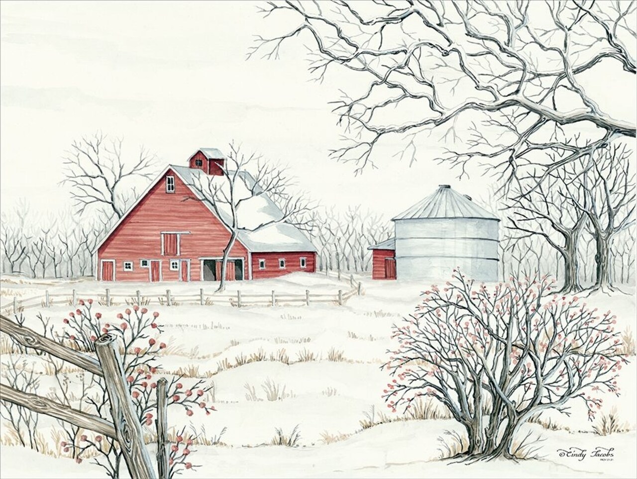 Winter Barn Poster Print by Cindy Jacobs - Item # VARPDXCIN1417